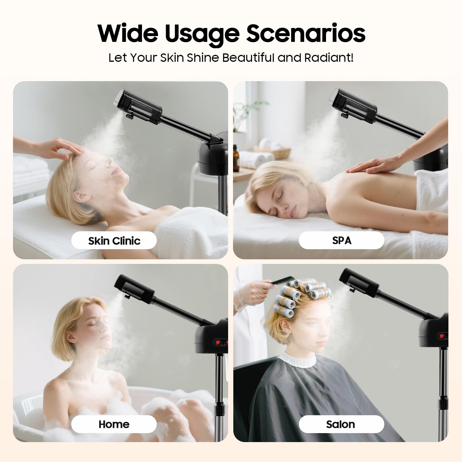 Inalatori elettrici, Ozono Viso Sauna Evaporatore Vaporizzatore Salon Studio Cosmetico, per Ospedali, Saloni di Bellezza e Spa e, Nero