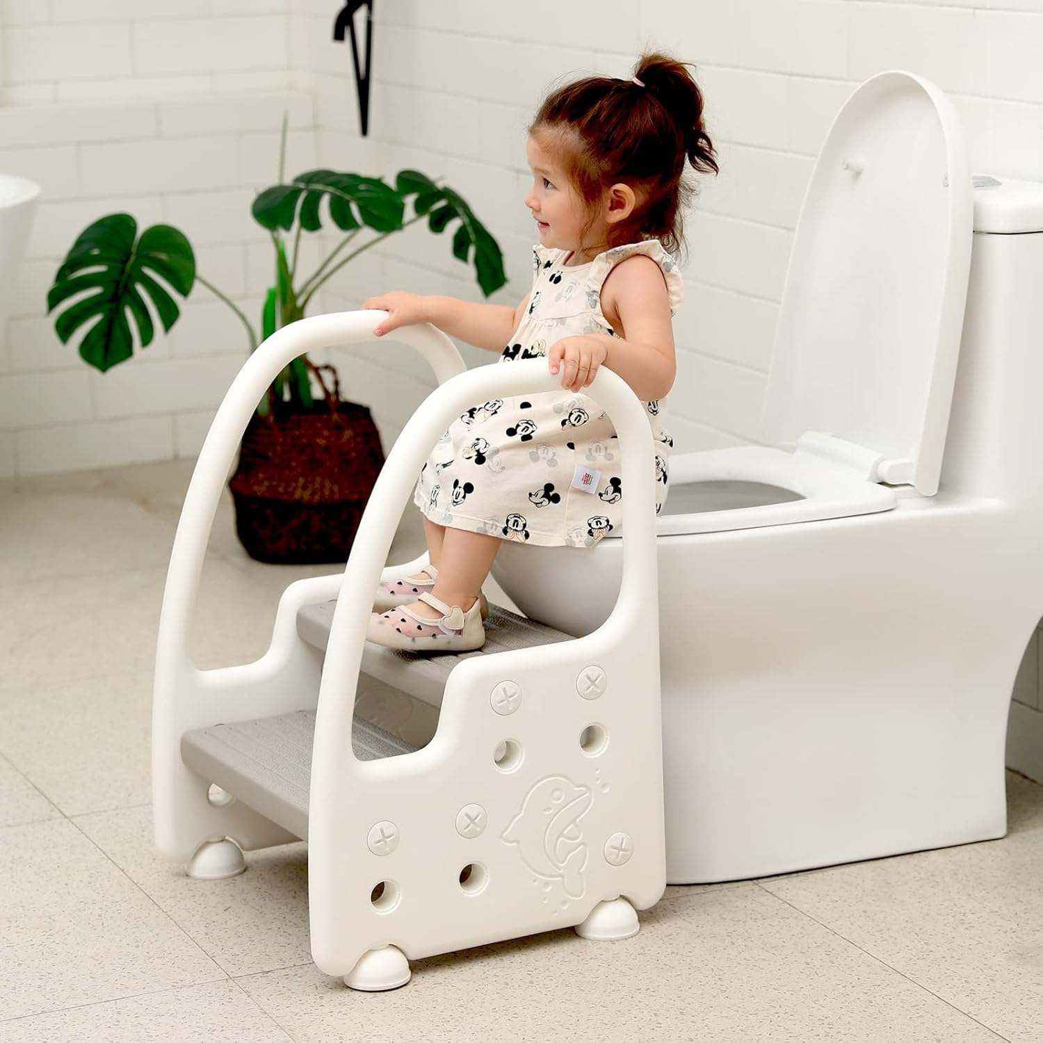 Two Step Stool with Handles Height Adjustable Footstool for Toddlers Children Kids,Step Stool for Kids,Toddler Step Stool with Handles and Non-Slip Steps,Gray : Everything Else