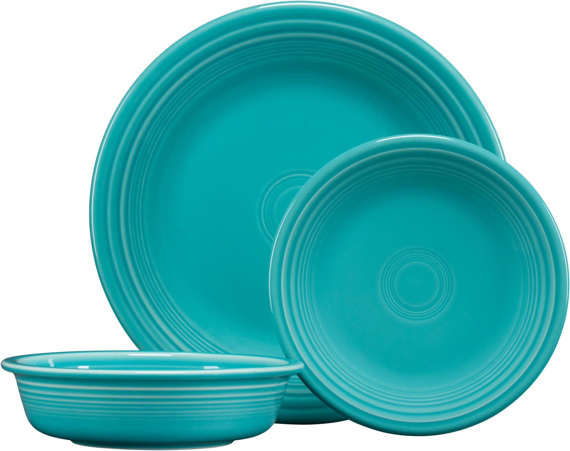 Fiesta® Classic Rim 3-Piece Dinnerware Set – Durable Ceramic, Lead-Safe, Dishwasher/Microwave/Oven Safe – Made in USA Dinnerware - Turquoise
