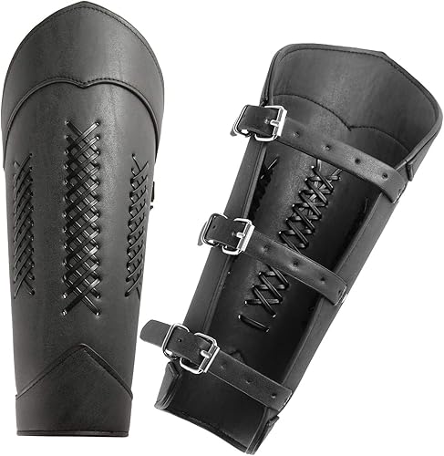 Miniatura 2 de HZMAN Disfraz de Halloween para cosplay, pulsera medieval de guantelete renacentista, brazalete de piel sintética con tiro con arco