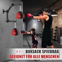 IMAYCC Speedball Boxzsák Falra Szerelhető Magasság Állítható Összecsukható Piros Ökölvívó Zsák Otthoni Edzőterem Felnőtt Gyerek 4