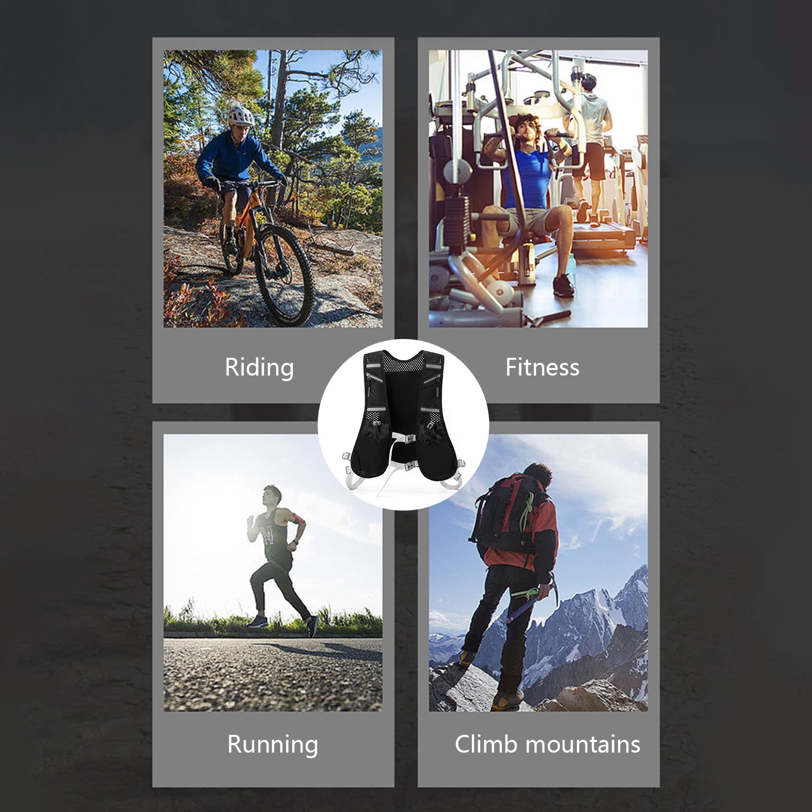 Laufweste mit 2 Soft Flasks 480ml, Verstellbar, Reflektierend, Atmungsaktiv, für Damen und Herren, Mehrere Taschen, für Marathon, Jogging, Radfahren