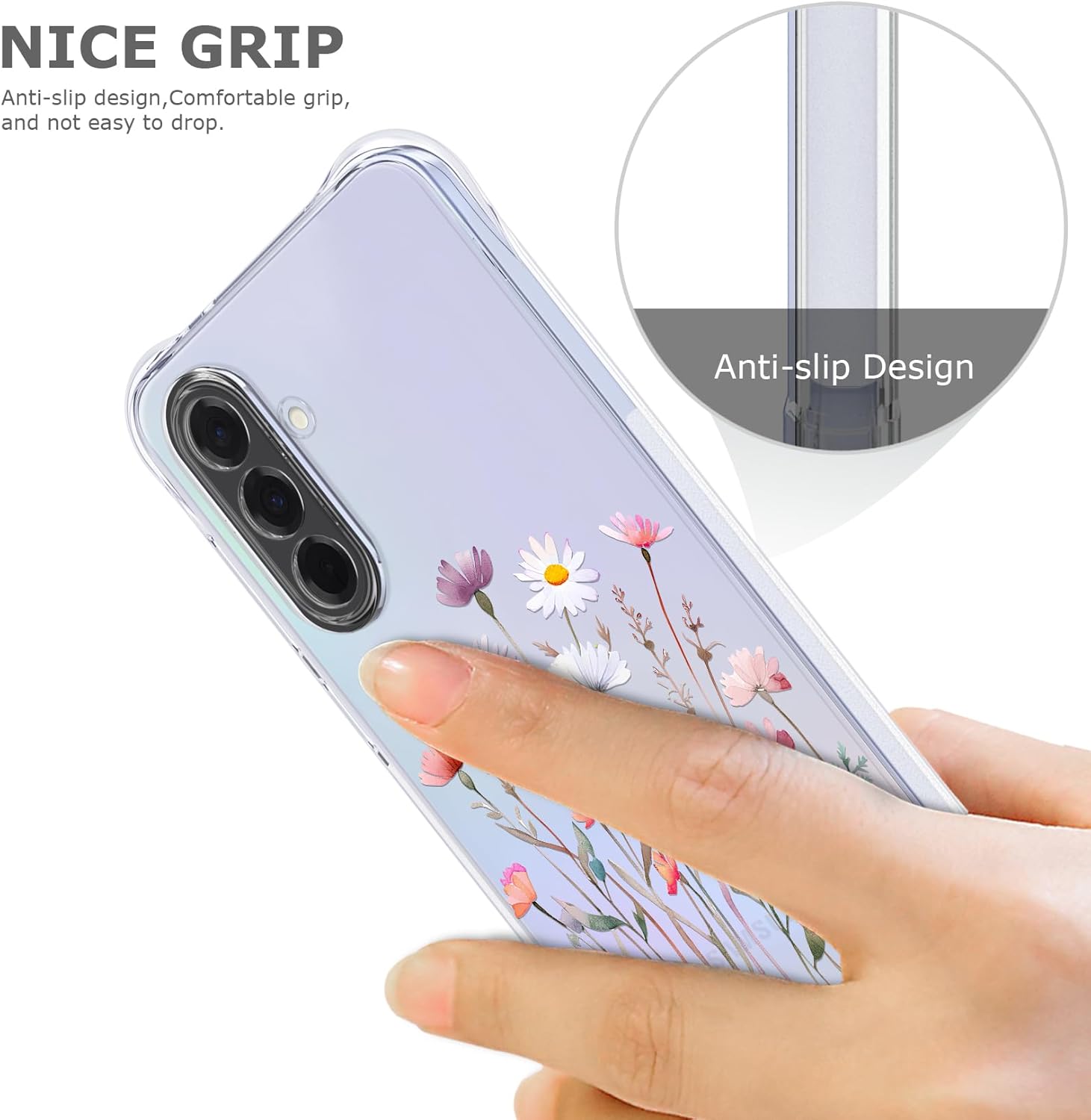 Floral Clear Case for Samsung Galaxy A36 5G for Women Girls,Pretty Phone Cover for Galaxy A36 5G,Flower Design Cute Pattern Slim Soft Drop Proof Protective TPU Bumper Case,FL-37 - Image 5