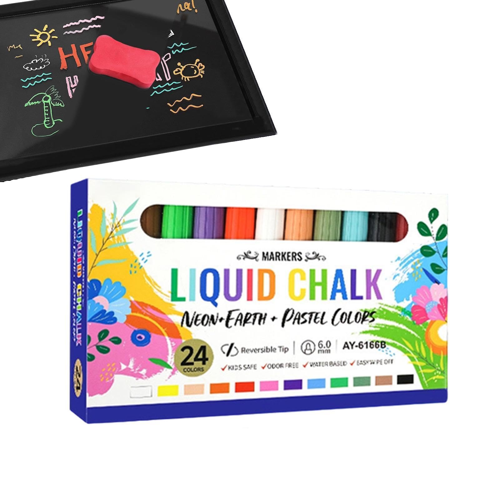 Kreidemarker, radierbar, mit 6 mm wendbaren Spitzen | Flüssigkreide für Klassenzimmer, Büro, Schule, Zuhause, Meeting, Konferenzen, Kreidetafel, Whiteboard, Tafel