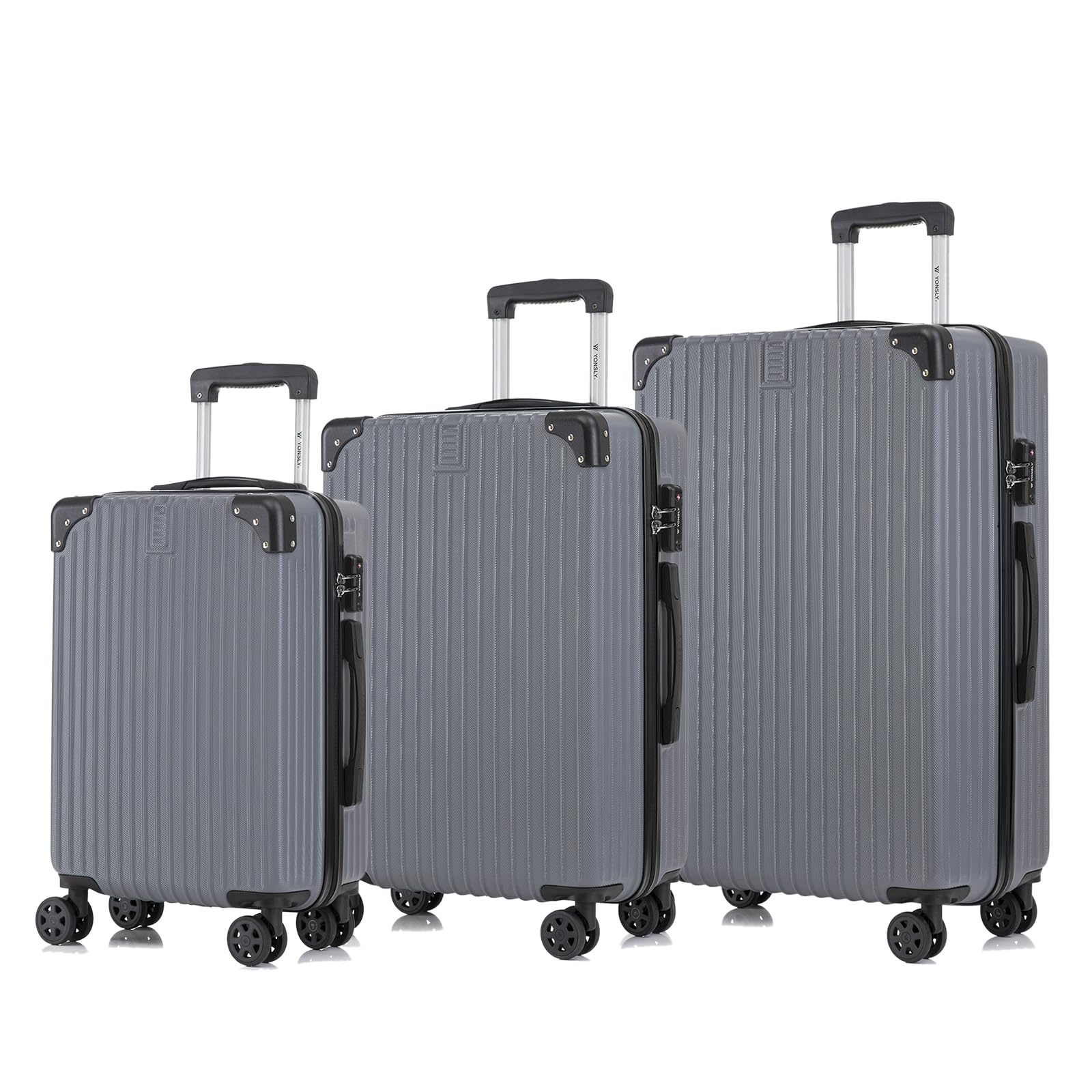 yonsly Koffer Suitcase, Trolley Reisekoffer, Rollkoffer Handgepäck mit 4 Rollen 360°, ABS Hartschalen, Sicherheitsschloss, Weicher Gummigriff, 210D-Futter