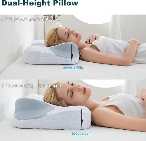 Miniatura 5 de Almohadas cervicales para el cuello para aliviar el dolor, almohadas ortopédicas suaves de espuma viscoelástica, almohada de apoyo de cuello de