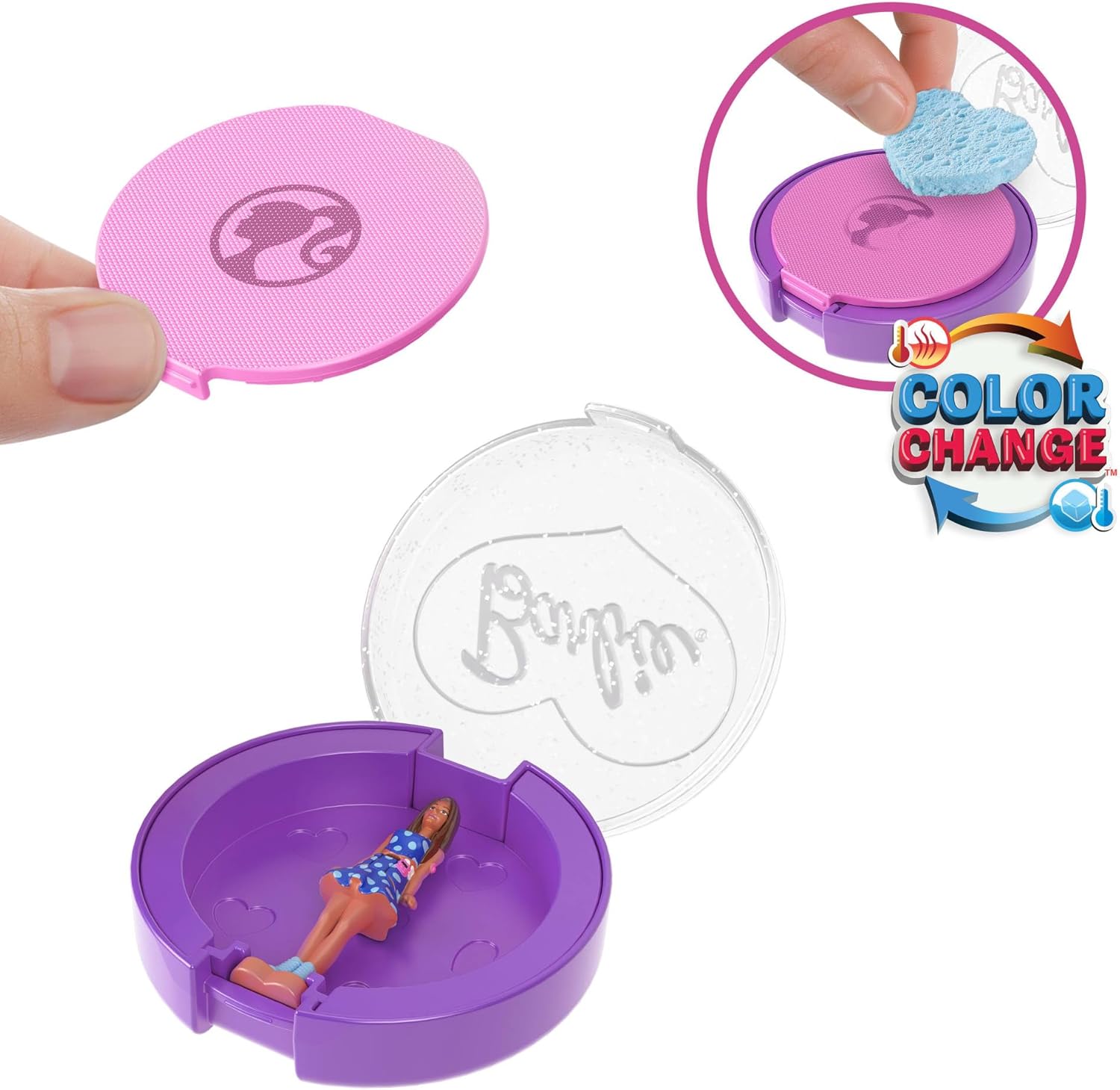 Barbie Mini Barbie Land Fashionistas Dolls, 1.5-Inch Dolls in Perfume Compact, Surprise Reveal