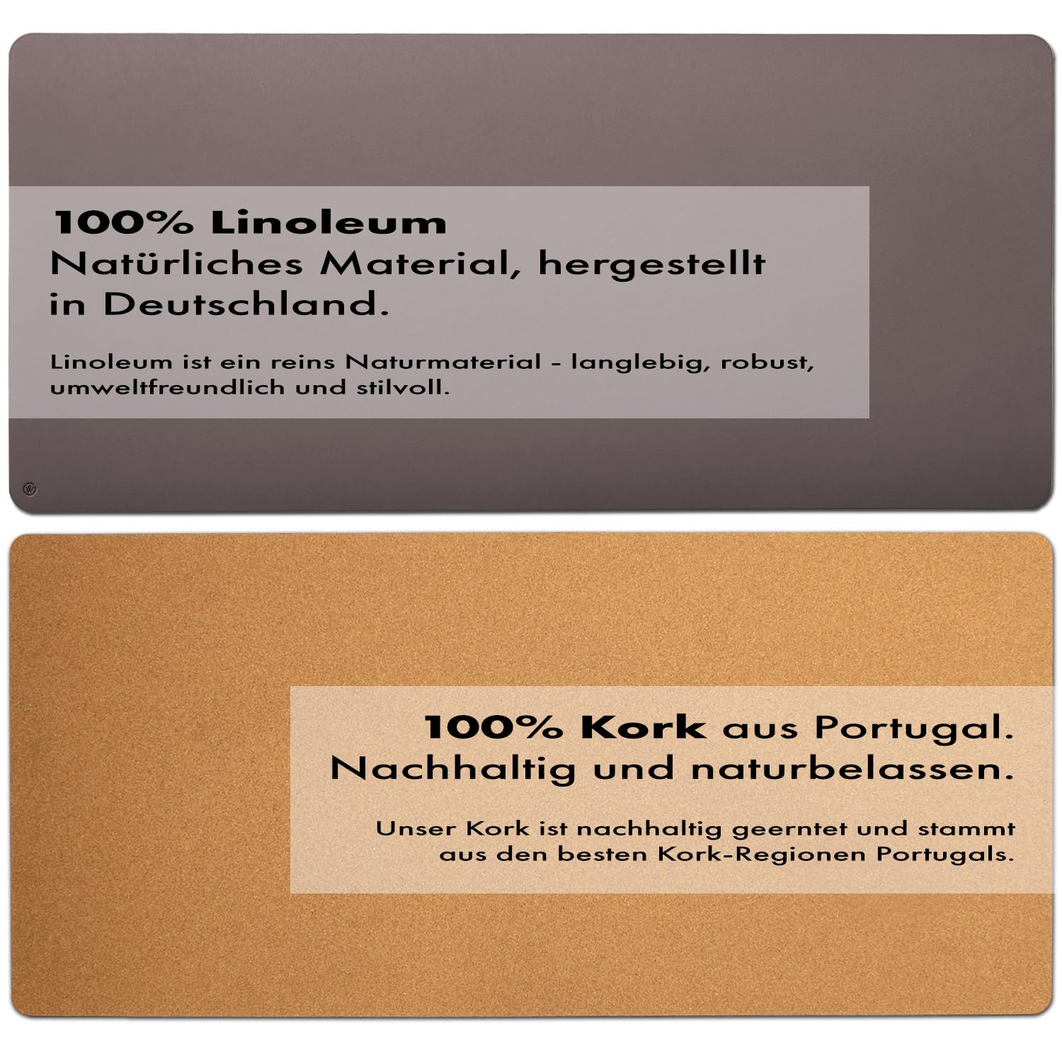 Schreibtischunterlage, Schreibunterlage aus Linoleum mit Korkunterseite – Ökologisch, Nachhaltig & 100% Natürlich – Made in Germany (Mauve, 87x40cm)