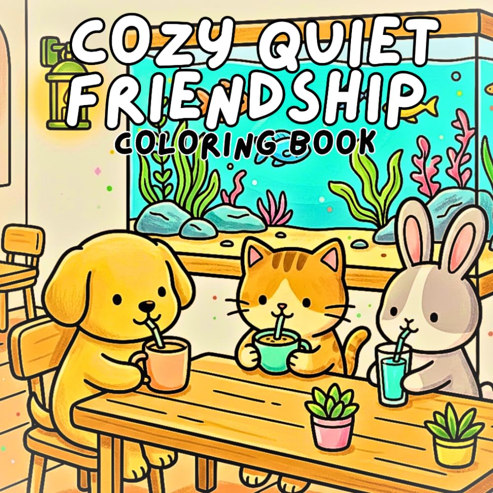 Cozy Quiet Friendship Coloring Book: Bold and Easy Calm Scenes of Introvert Companionship and Relaxing Everyday Life
