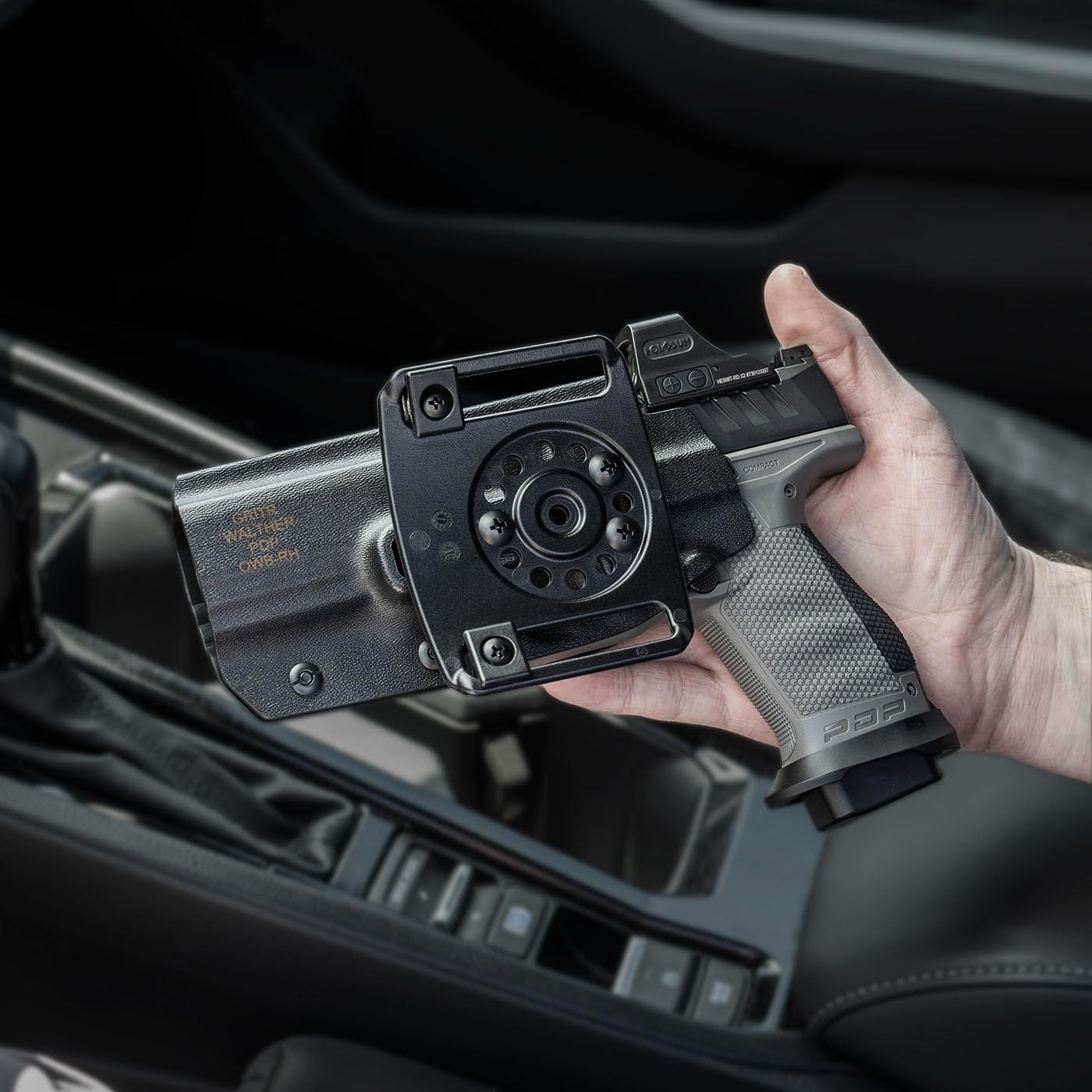 GRITR OWB Kydex Right Hand Gun Holster Fits Walther PDP Series | EDC Pistol Accessories w/Optic Cut, Adjustable Retention & Cant, Compatible with Safariland QLS/G-Code RTI Attachments