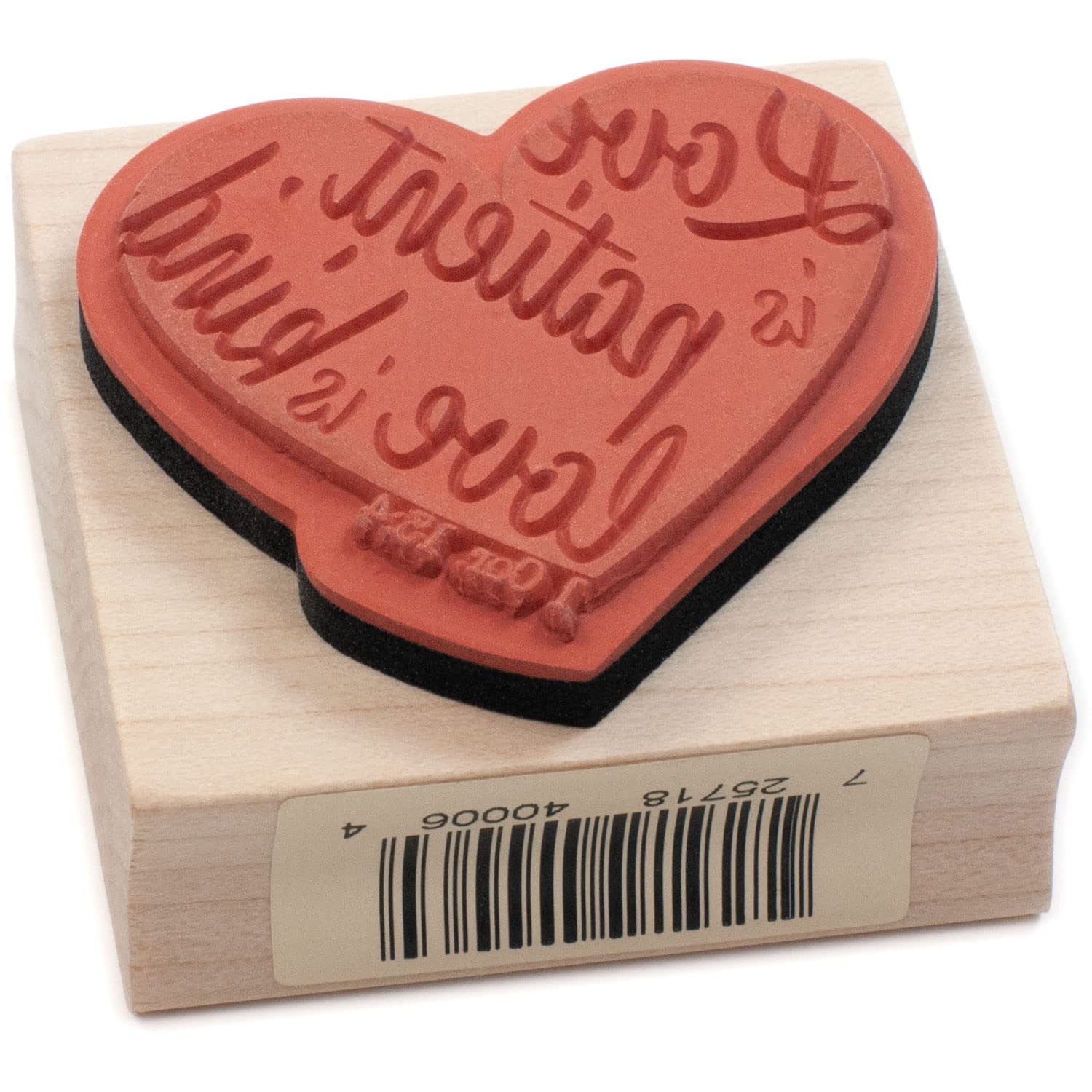 Inkadinkado Love Is Patient Wooden Rubber Stamp | 2x2 Inch Heart Stamp For Card Making & Crafts