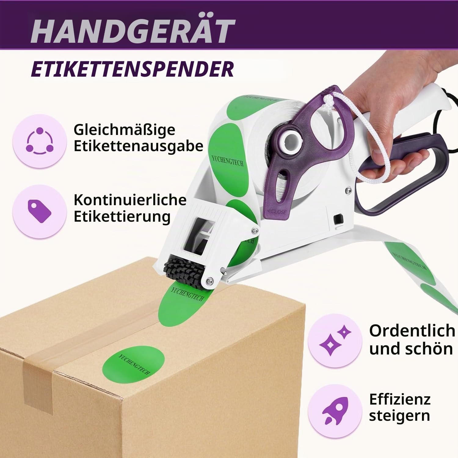 YUCHENGTECH Etiketten Abroller Etikettenspender Etikettenabroller Hand Etikettenbreite 20-60 mm für Runde und Quadratische Handetikettierer Haftetiketten