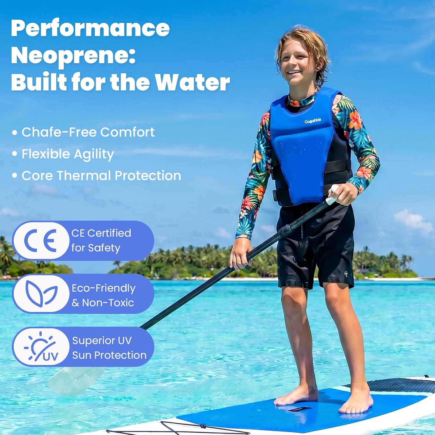 Gogokids Swim Vest 50-125 lbs for Kids, Neoprene Lightweight Swimming Vest