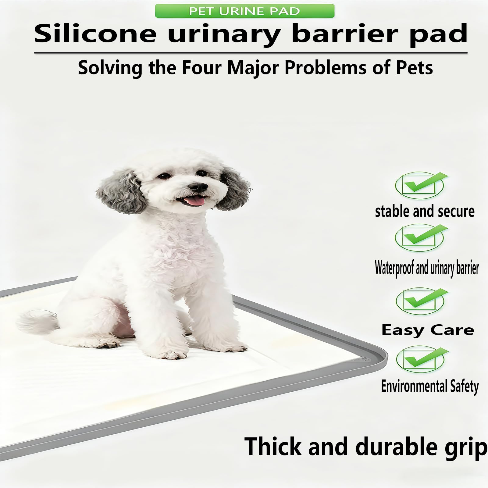 Tappetino lavabile per animali domestici per cani e cuccioli – Tappetino riutilizzabile in silicone per Puppy, tappetino multiuso per animali domestici con impermeabile e antiscivolo (grigio