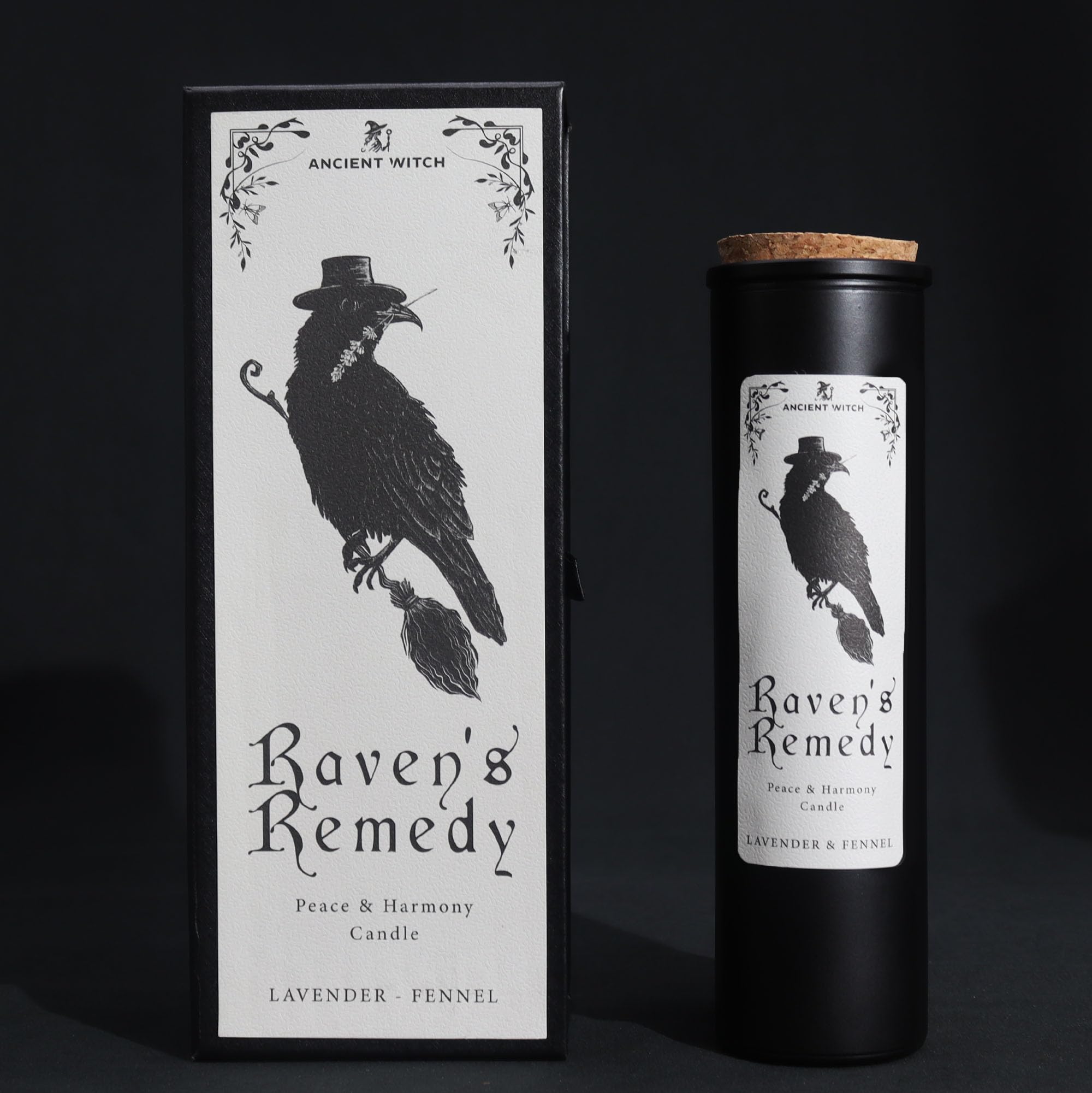 Ravens' Remedy - Candela rituale con lavanda e finocchio, 24 x 9 cm, protezione spirituale