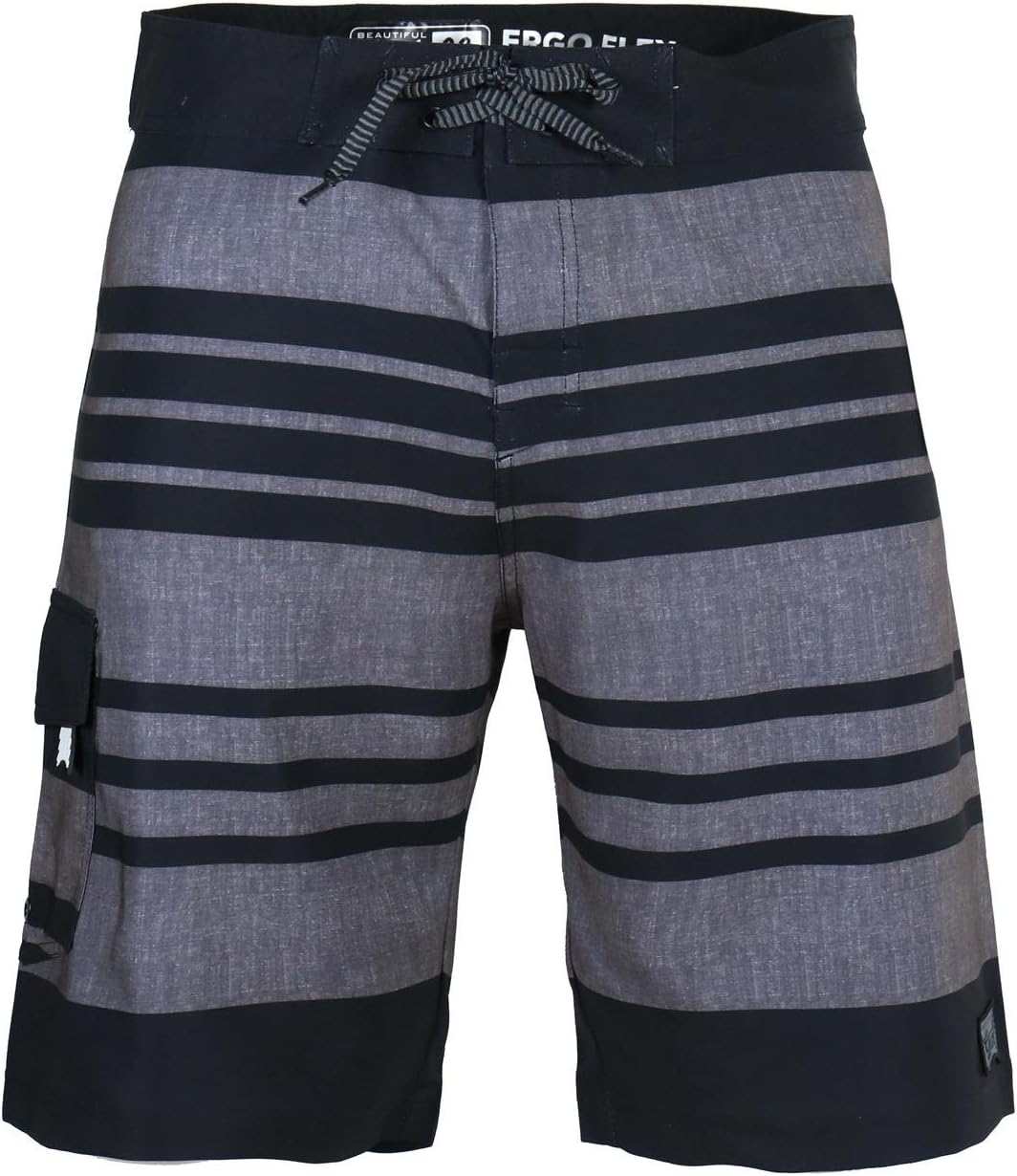 Mens Swim Trunks 22 Inch, Long Board Shorts Men's, Slim Fit, Stretch Material,No Liner, No Side Pockets
