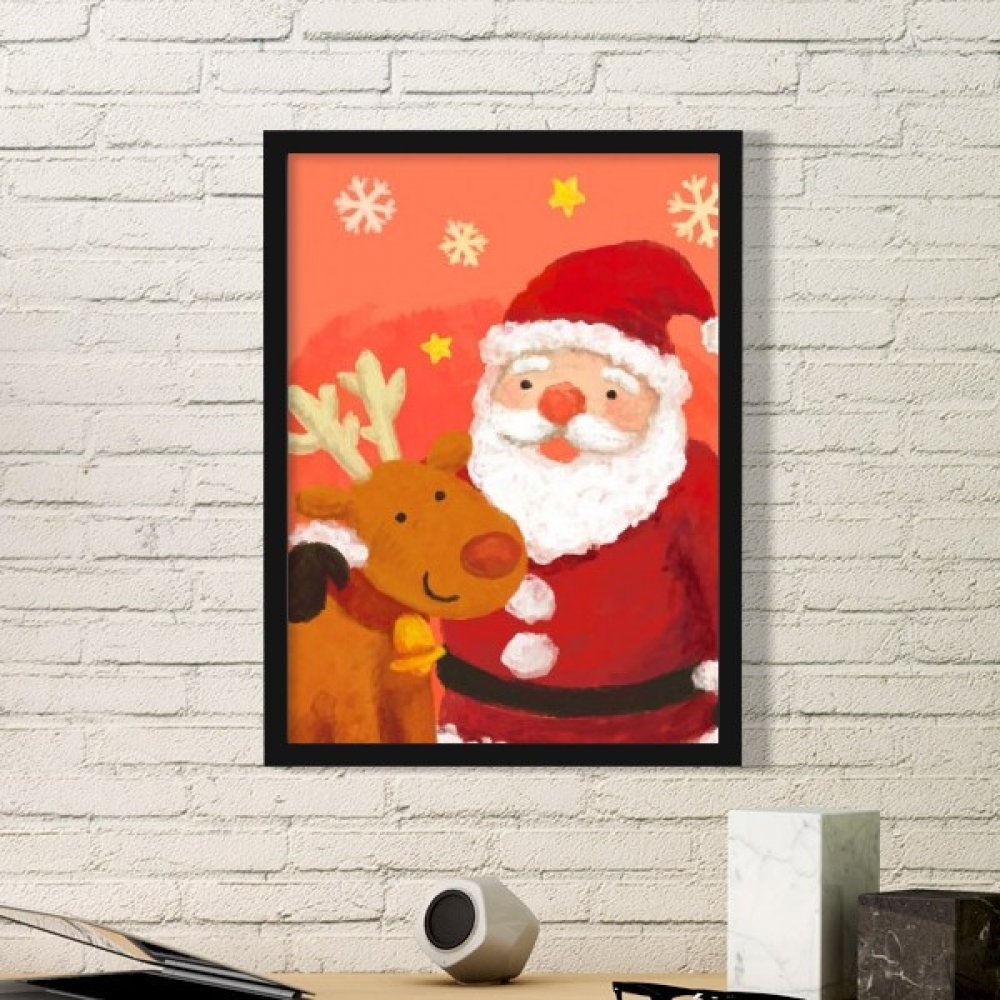 Cadre Photo Père Noël Flocon de Neige moyen noir pour mur
