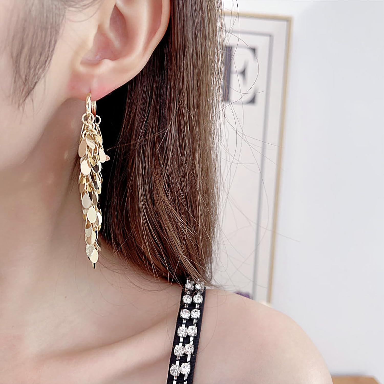 Long Earrings for Women | Wedding Earrings for Women | Cubic Zirconia Dangling Earrings for Women | Rhinestone Long Tassel Wedding Bridal Dangle Earrings | Clear Cubic Zirconia Chandelier Long Dangle Earrings for Women
