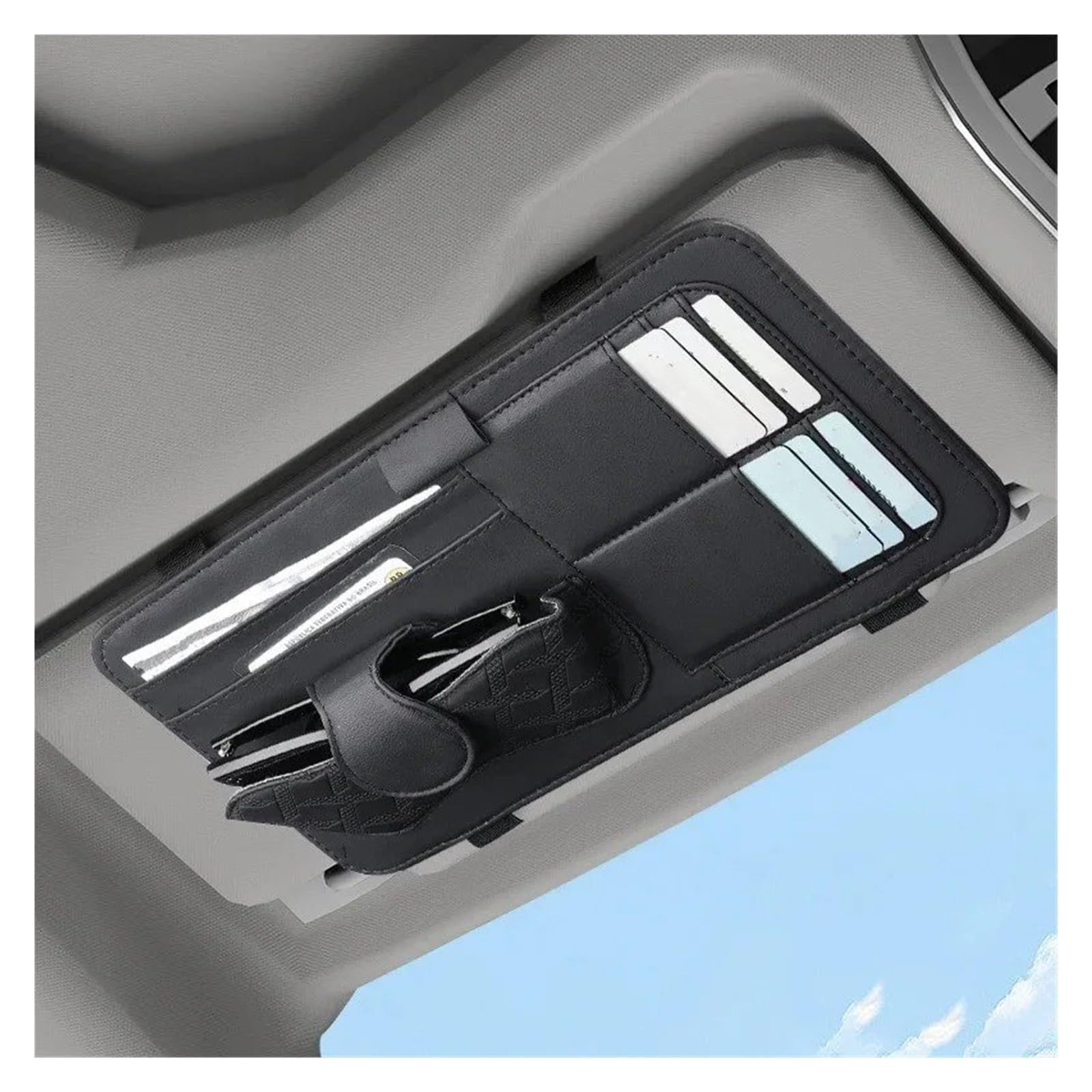 ADUYHCZ Glasses Holder for Car Sun Visor, for Fiat Panda (141 169 319 1980-2025 2026) Sunglass Holder for Car, Ticket Card Clip, Compact Storage Accessory,Black