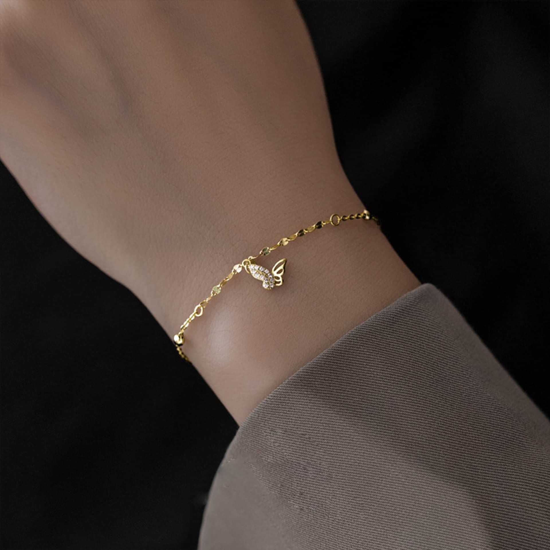 Armband für Frauen 925 mit Schmetterling, Zirkon, Geschenke für die Beste Freundin der Geburtstagskette ihrer Frauen Girls 15,5+3cm