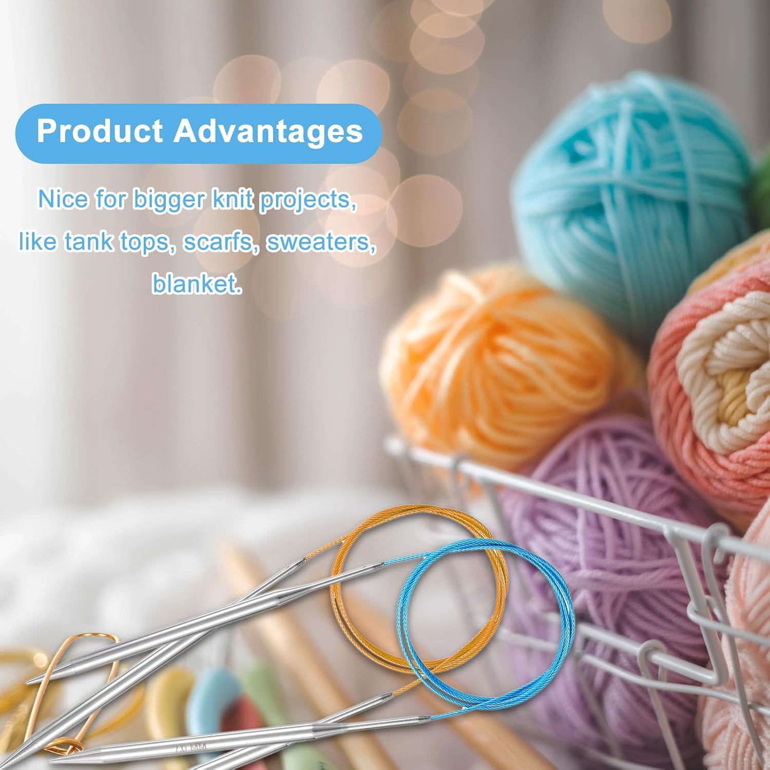 HARFINGTON Knitting Needles Size US 0(2mm) Circular Needle 26 Inch(65cm) Round Metal Stainless Steel Needle for Handmade Projects DIY Knitting - Image 4