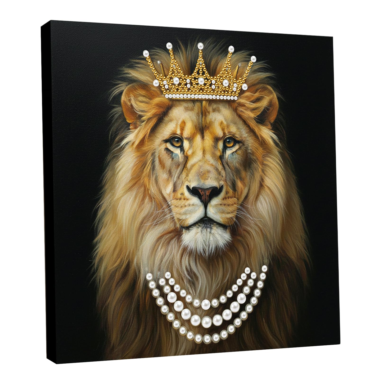 DIY Pearl Painting Kit with Wooden Frame, 3D Plastic Pearl Gemstone Ocean Art Craft for Adults Beginners, Diamond Dot Painting, Home Wall Decor Ready Gift for Women(Lion)(25 * 25cm)
