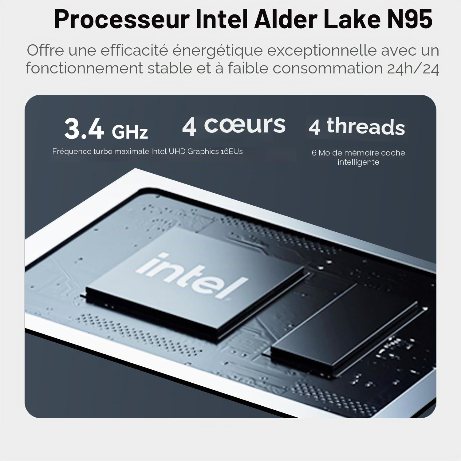 Beelink ME Mini, Mini PC NAS, Intel Alder Lake N95 (4C/4T, jusqu'à 3,4 GHz), 12 Go de mémoire LPDDR5, 64 Go de SSD PCIe, 6 emplacements M.2 PCIe 3.0, WiFi 6, Bluetooth 5.2, Double réseau LAN 2,5 GHz