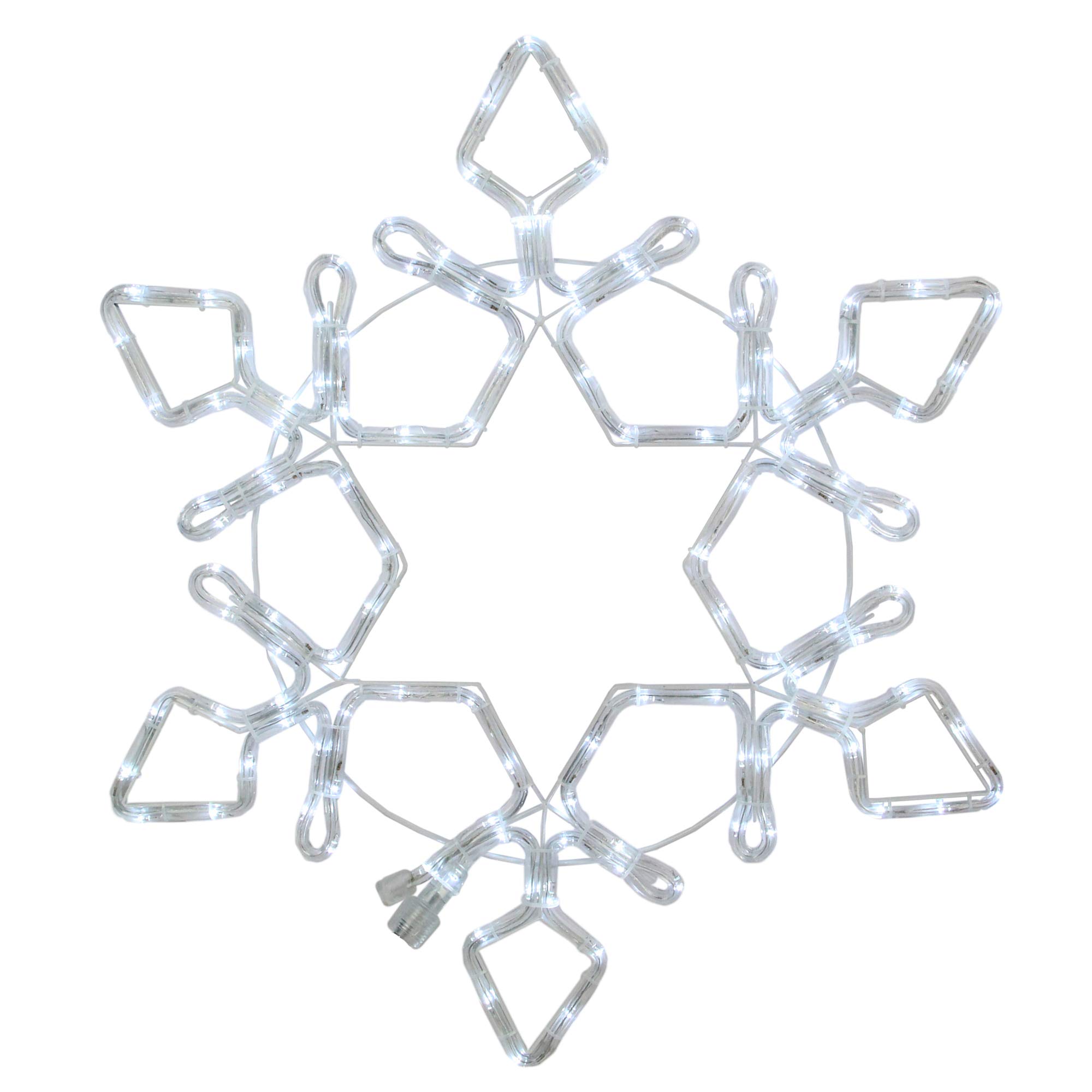 LED Rope Light Snowflake Commercial Christmas Decoration - 3' - Pure White Lights