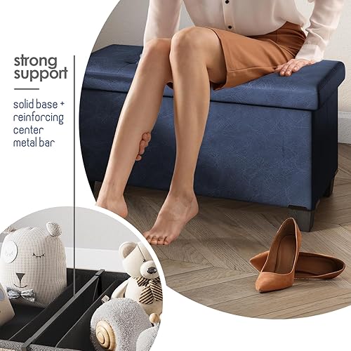 Miniatura 213 de Otomana plegable para dormitorio o sala de estar, con contenedores de almacenamiento, reposapiés para el extremo de la cama, soporta hasta 660 lb,