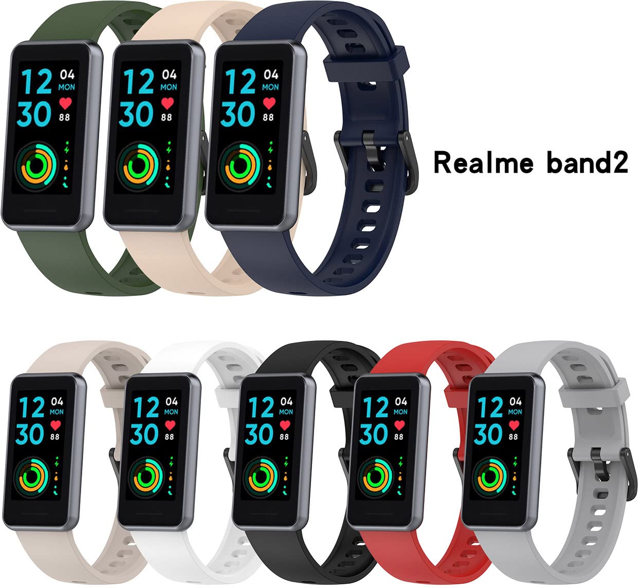 Cinturino In Silicone Sostitutivo Per Realme Band 2, 18 Mm, Quick Release, Colori Vivaci - 3