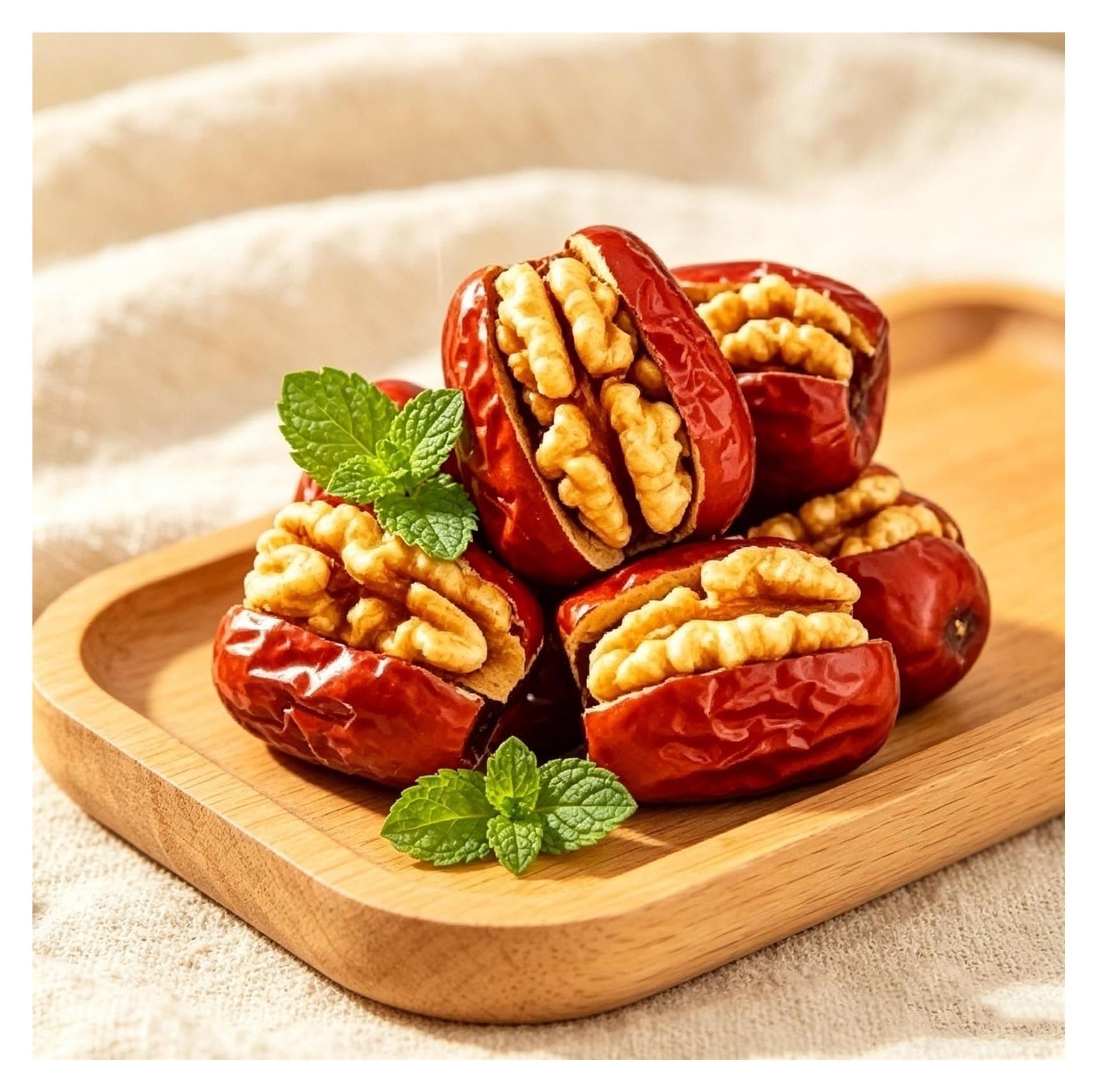500 G De Dátiles Rojos Rellenos Con Nueces, Con Una Textura Delicada, Suave Y Masticable, Refrigerio De Nueces Nutritivo Y Cuidadosamente Seleccionado