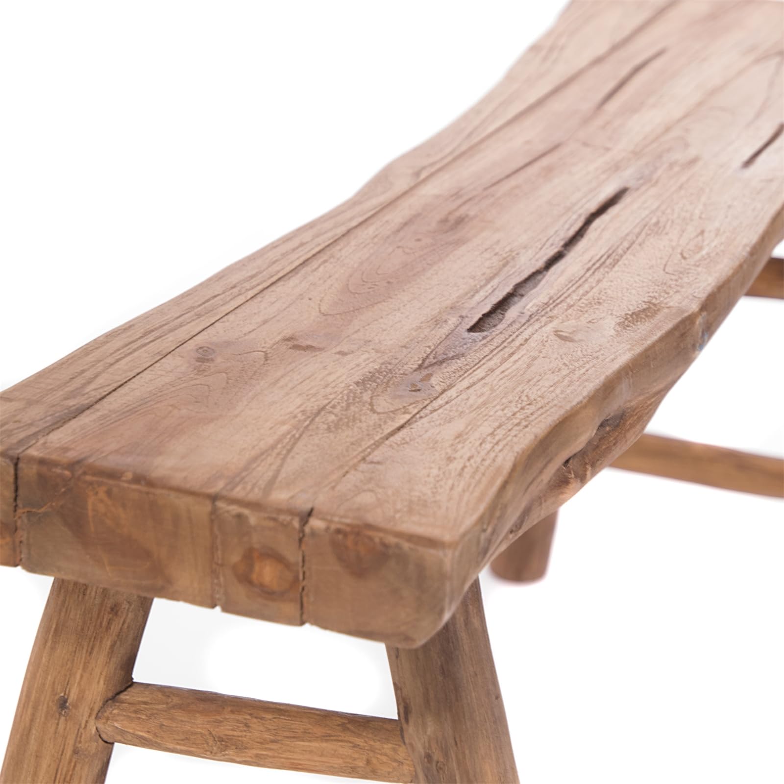 DESIGN DELIGHTS Banc en Bois Malu 93 | Teck, 93x44 cm, avec entretoises | Bois flotté Banquette, Bord darbre Banc dappoint, Banc de lit, Banc de Cuisine