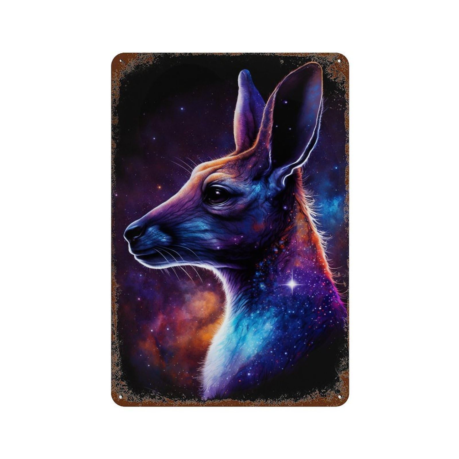 Weathered Tin Sign Cosmic Kangaroo Profile-5 11.8"x7.9", Novelty Wall Decor for Basement, Hobby Room And Garage Decor