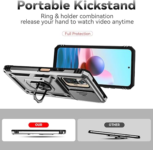 Miniatura 2 de Funda para Redmi Note 10 Pro 4G, Funda para Xiaomi Redmi Note 10 Pro 4G con soporte de anillo Casos Cubierta Plata