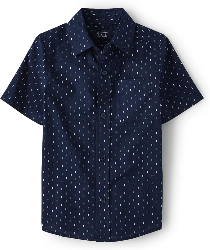 The Children's Place,Short Sleeve Button Down Shirt,Tidal,Small (5/6)