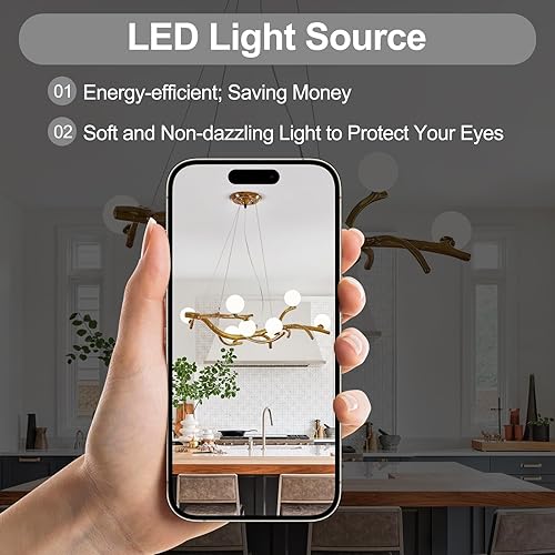 Miniatura 6 de Lámpara de techo moderna de 28.7 pulgadas, lámpara Sputnik de 8 luces, lámpara de resina de mediados de siglo sobre mesa, candelabros de altura