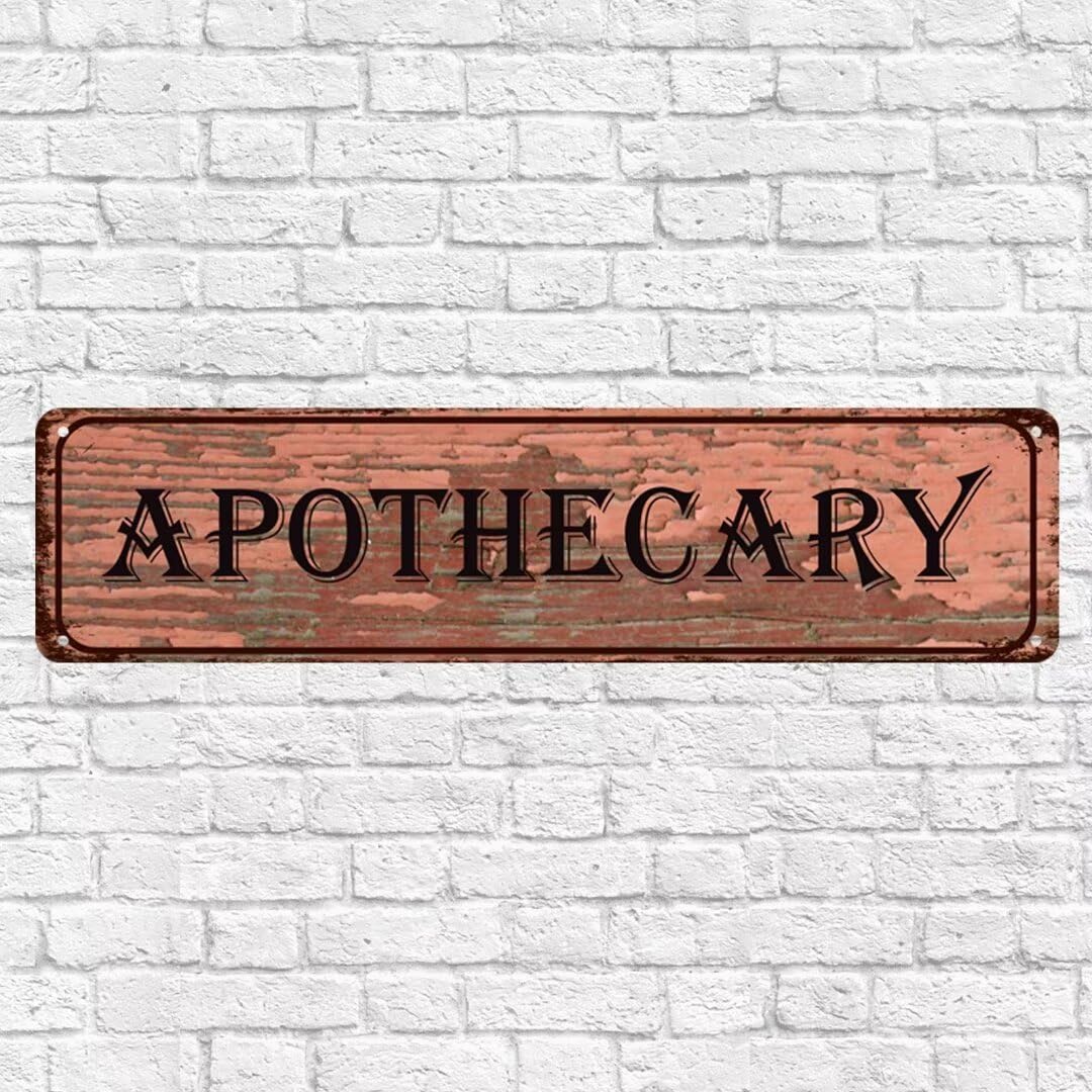 Rustic Metal Sign Apothecary Vintage Sign,Retro Rusty Effect Aluminum Poster for Home Bar Pub Home Decor Plaque 4x16 Inch