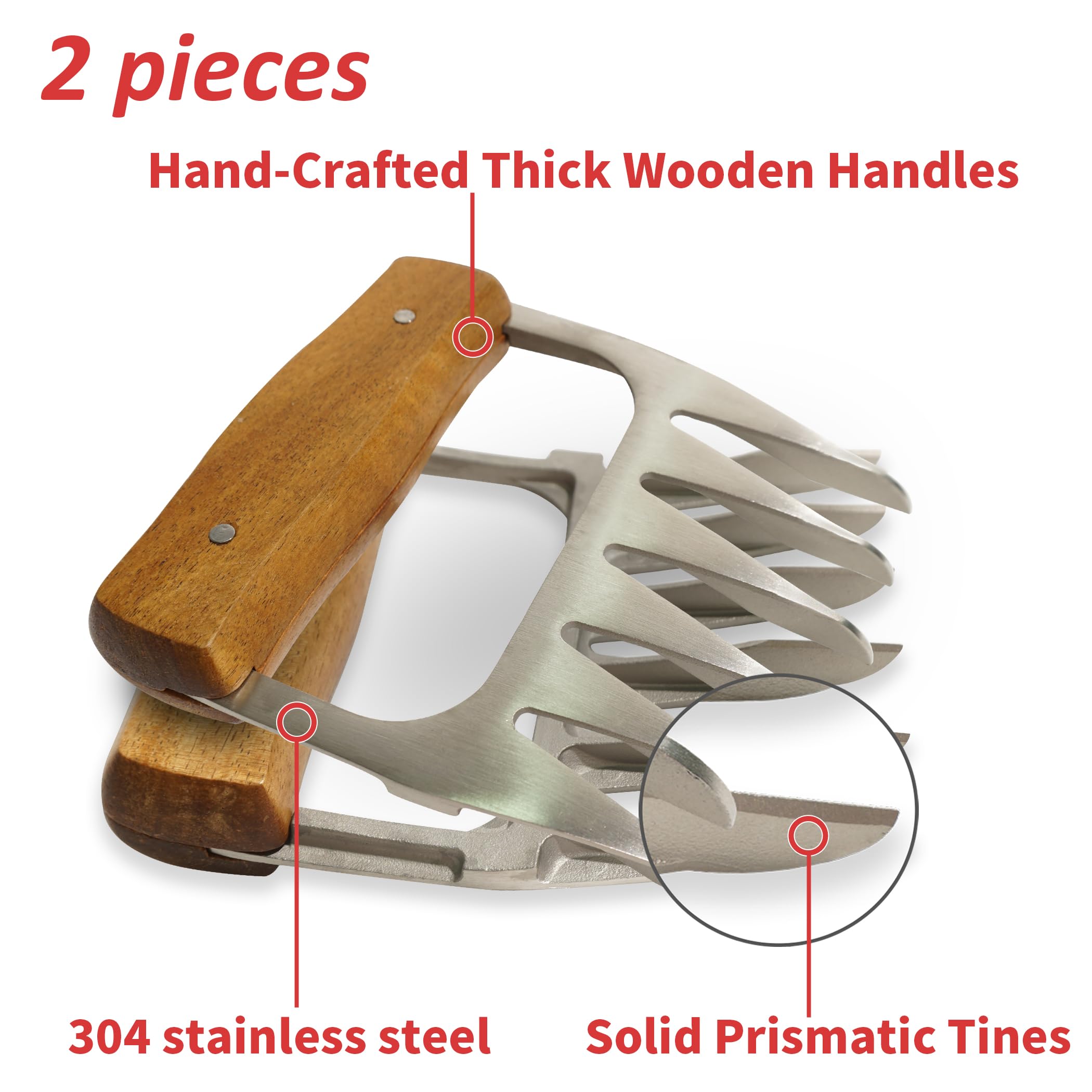 TrailMlix Meat Shredder Claws,Meat Claws - Stainless Steel BBQ Smoker Accessories for Shredding Pulled Pork Shred Chicken Beef Turkey, Bear Paws Meat Claw Shredders Tool - Grilling Gifts for Men