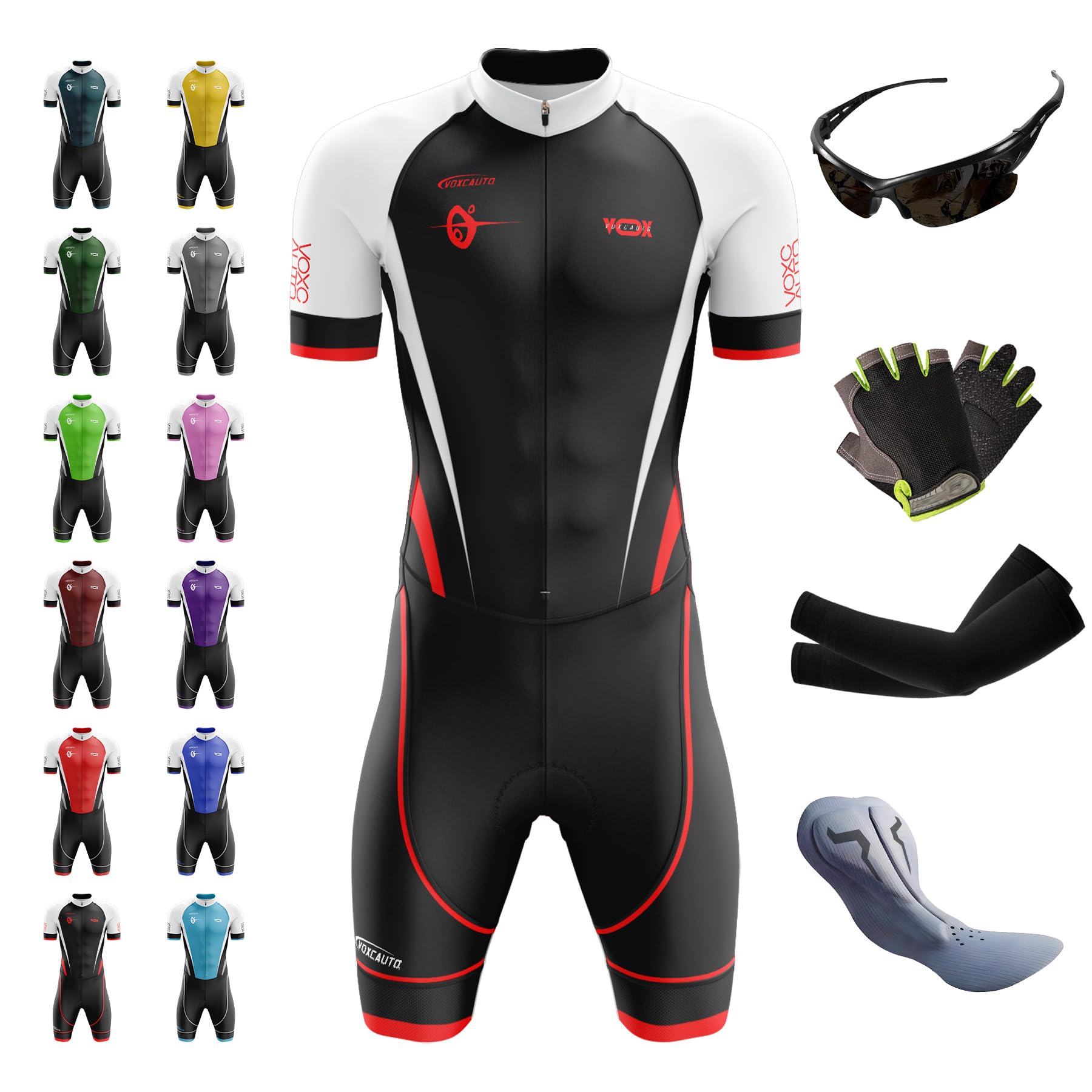 Combinaison de Cyclisme rembourrée pour Homme -Triathlon Tri Costume - Respirante, à séchage Rapide - Combinaison de Triathlon à Manches Courtes pour entraînement à vélo