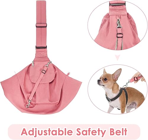 Miniatura 3 de AUTOWT Eslinga acolchada de papoose para perro, correa de hombro ajustable para mascotas, manos libres, bolsa de mano reversible con cinturón de