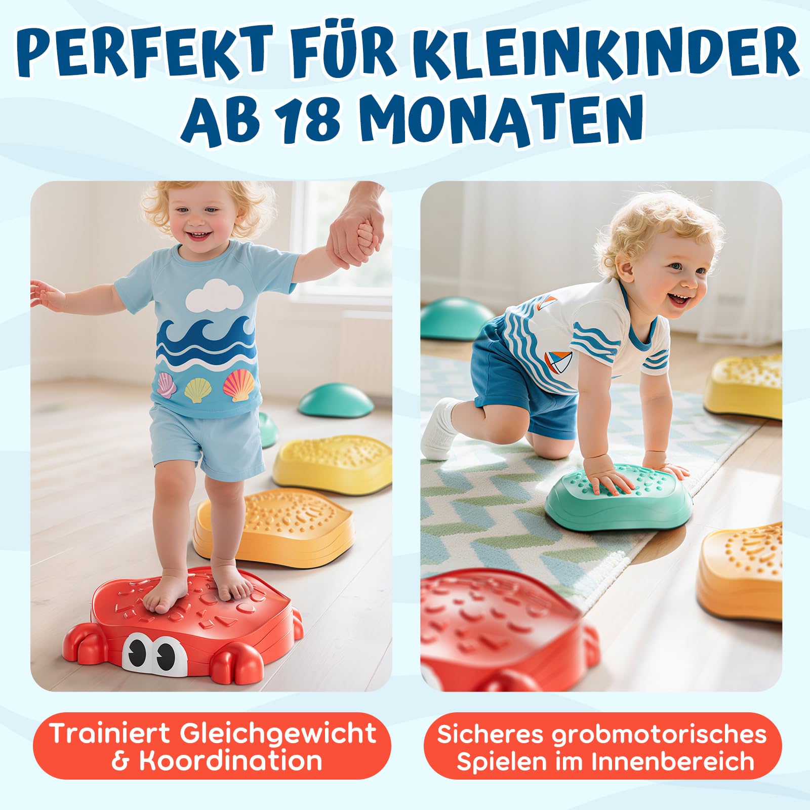 Lehoo Castle Balanciersteine für Kinder, Rutschfeste Stapelsteine Stepping Stones Kids, Balance Steine Set Für Drinnen und Draußen, Garten Outdoor Spielzeug Kinder
