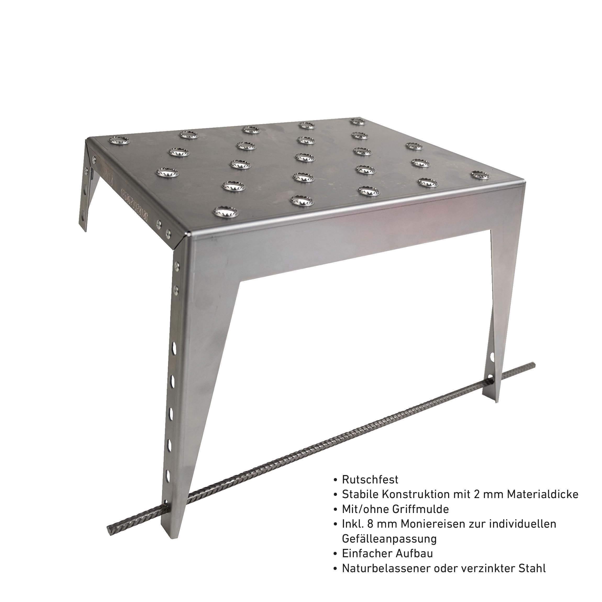 DOLLE Hangstufe Hangtreppe 25 x 36,50 cm Stahl roh