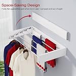 Wall Mounted Drying Rack 80CM, Foldable Laundry Drying Rack with Stainless Steel Rods, Retractable Laundry Space Saver for Indoor & Outdoor Use, Include Wall Template