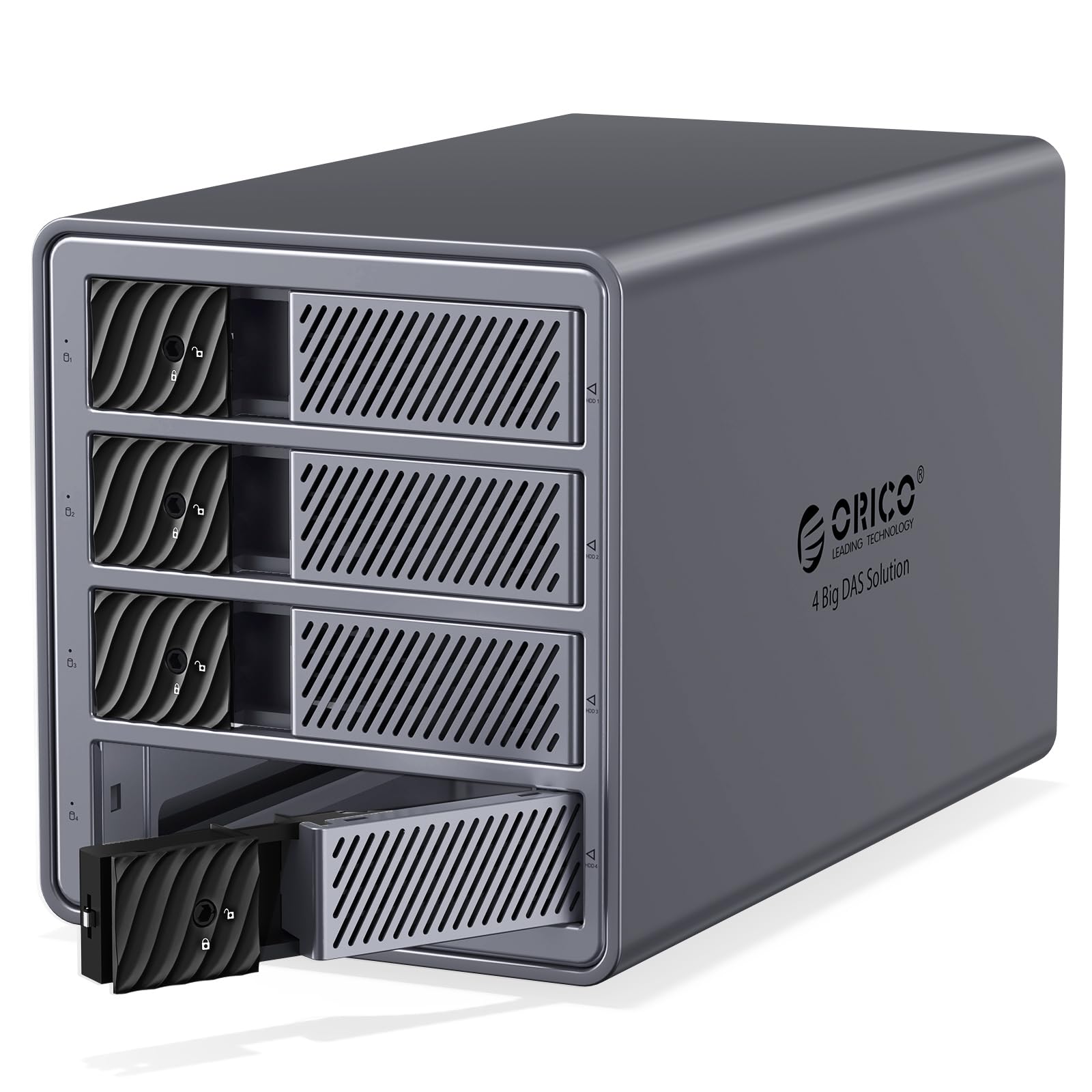 ORICO RAID Aluminium-Gehäuse für 4 Festplatten, USB 3.0 zu SATA Externes HDD Dockingstation für 3,5 Zoll HDD Festplatten bis zu 22TB, Unterstützt RAID 0/1/5/10 (9848RU3)