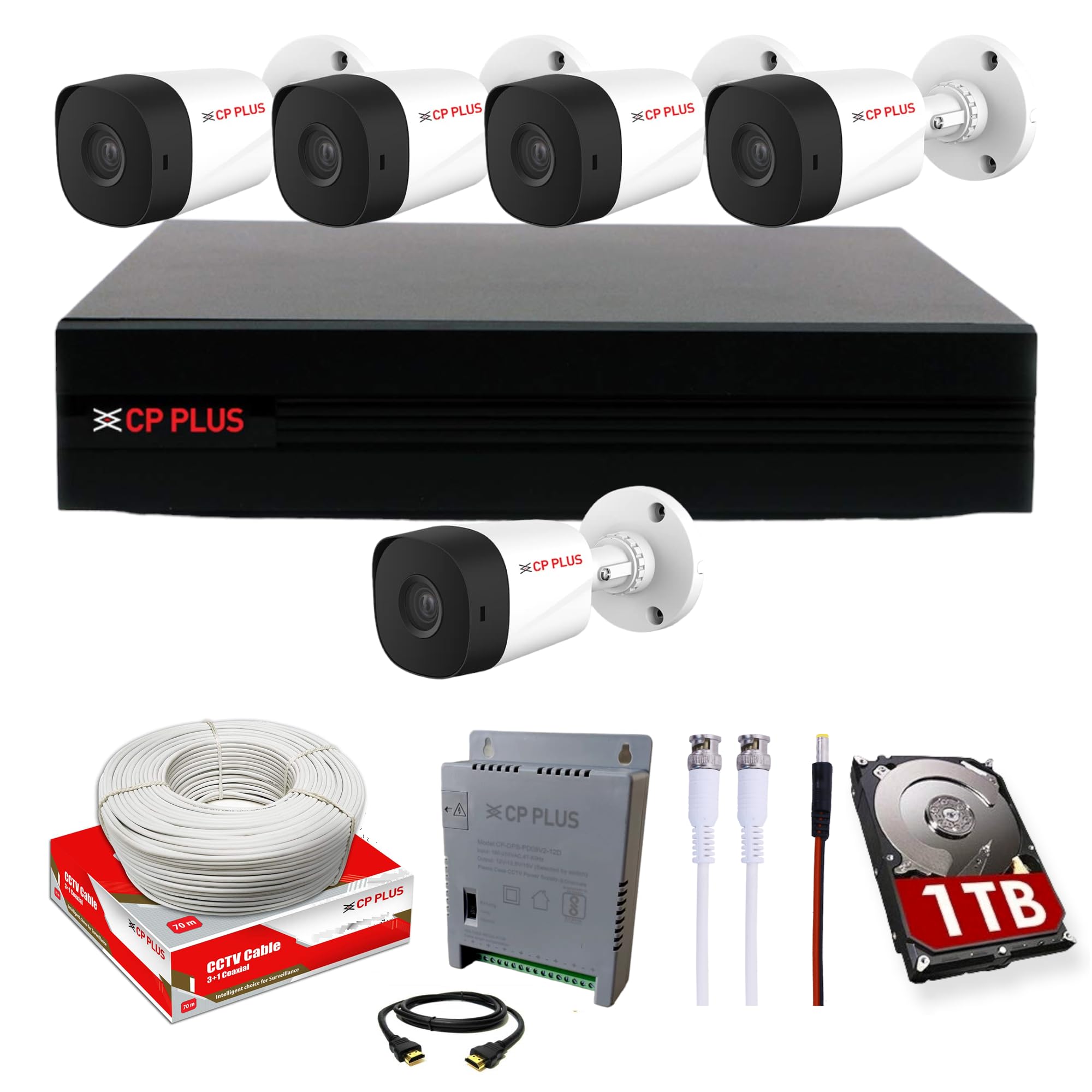 CP PLUS Full HD 8 Channel DVR with 5X 5 MP Outdoor Cameras, Built-in Audio Mic, Motion Detection, 1TB HDD, 8 Ch SMPS, CCTV Cables, HDMI+BNC/DC Set - White-picture-22