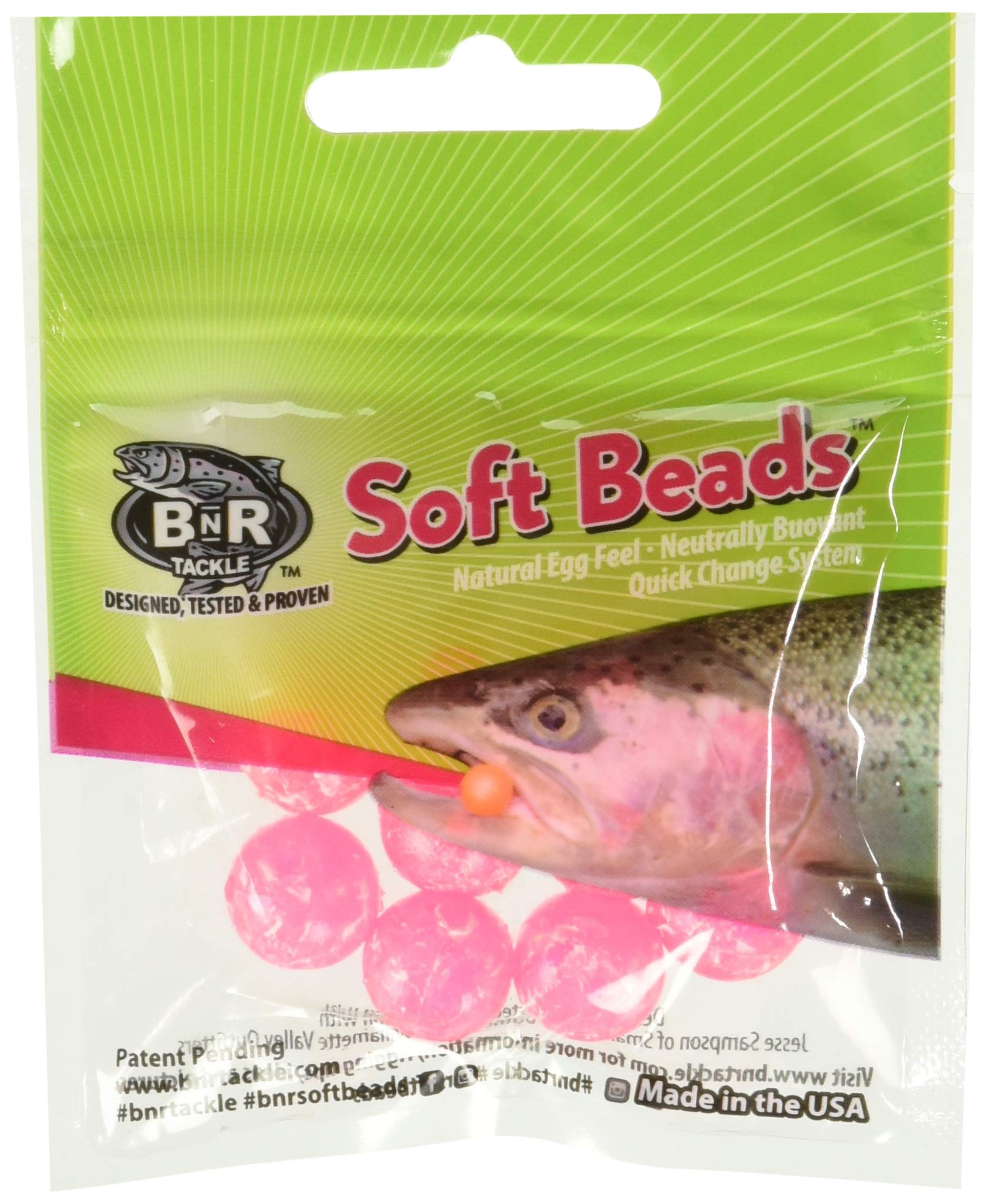 BnR Tackle SBMP14 Soft Beads, 14 mm, Mottled Pink, Neutral Buoyancy, 10/Pack