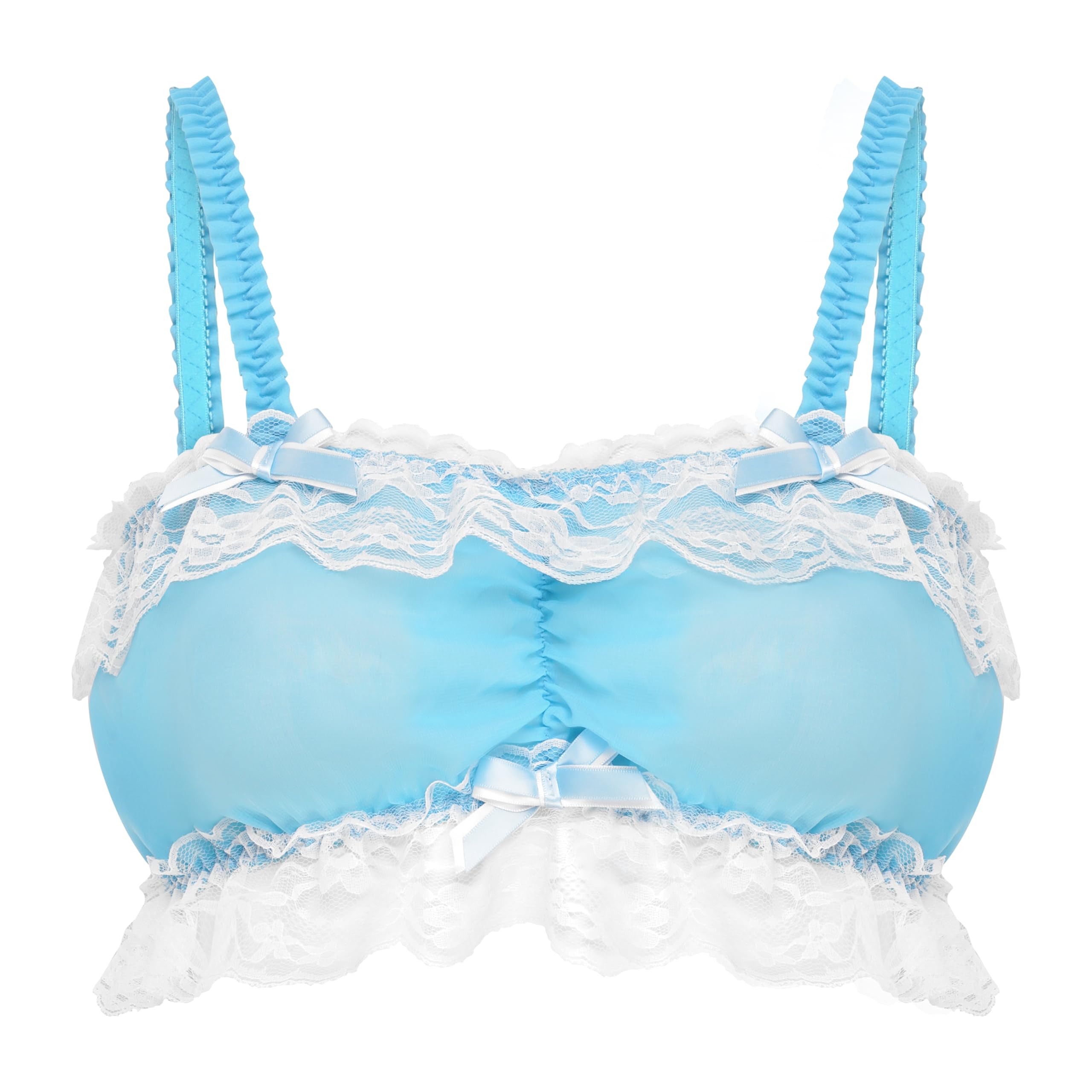 Satini Women's Aqua Blue Sissy Chiffon Fitted Bralette, S