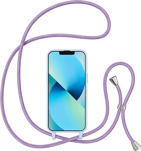 Miniatura 4 de ZTOFERA Funda cruzada para iPhone 13 y iPhone 14 con correa de cordón, cuerda ajustable, funda suave de silicona líquida para iPhone 13 y iPhone 14