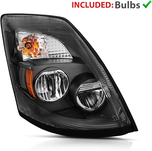 Miniatura 3 de AmeriLite Lateral Pssenger para Volvo 2004-2018 VNL y 2015-2018 VNX Negro 6000K Extreme LED High Low Beam Faros de repuesto