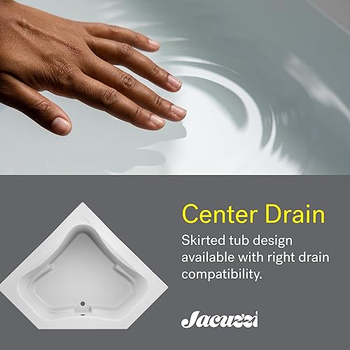 Miniatura 7 de JACUZZI SIGNATURE - Bañera de acrílico para remojar, antideslizante, colocación de drenaje central, 60 pulgadas de largo x 60 pulgadas de ancho,